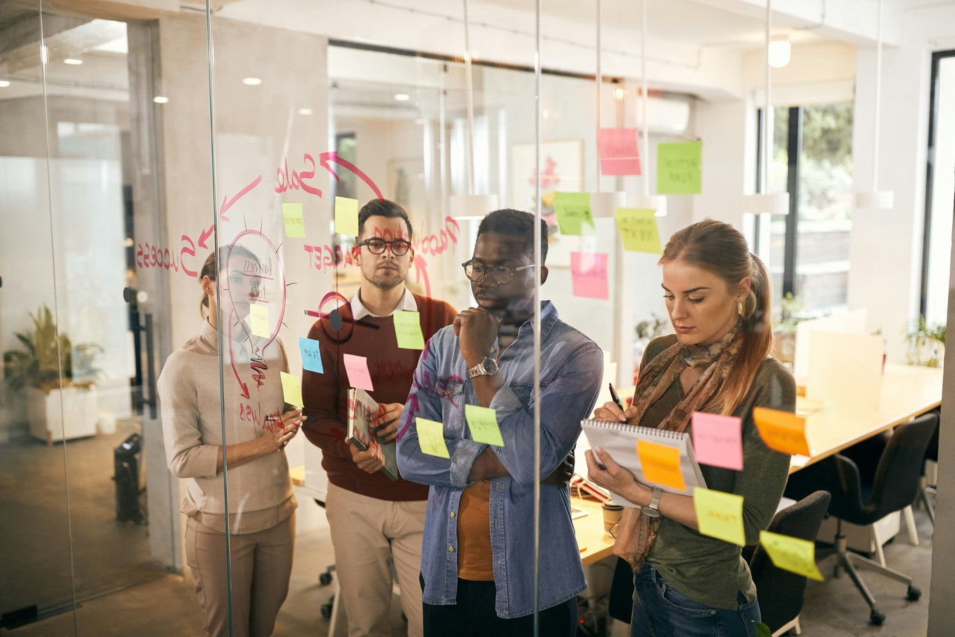 Team strategizing enterprise AI roadmap and system architecture