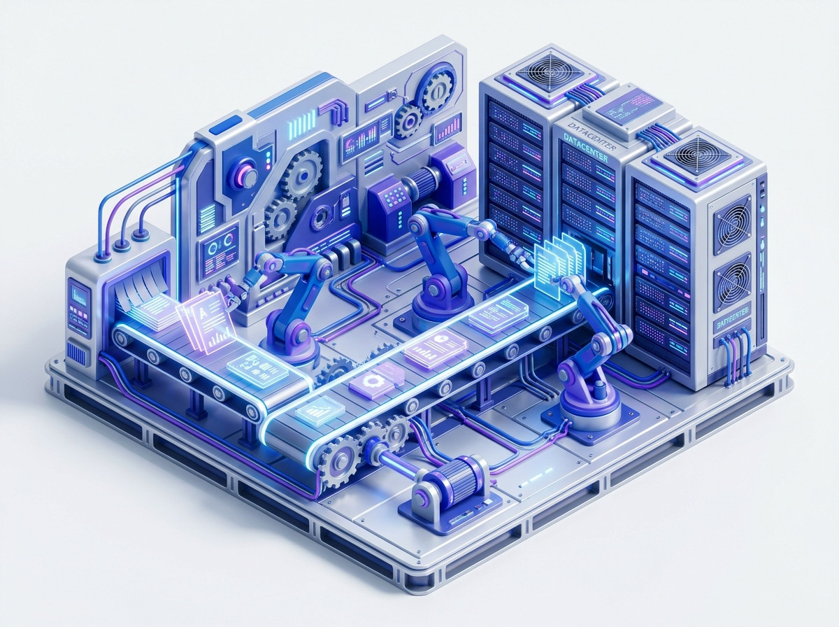 AI business automation engine processing documents and data streams